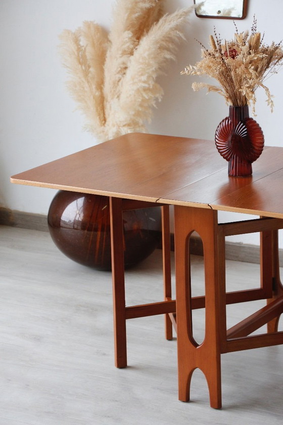 Image 1 of Skandinavischer Klapptisch - Bendt Winge – Teak und Buche – 1950er/60er Jahre