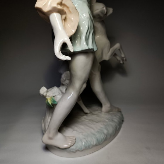 Hutschenreuther - Semi-nude Lady and Deer - 52,5cm - Porcelain, Sculpture, Creme (photo 14 of 22)