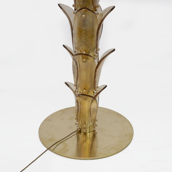 Image 1 of Mid-Century Modern Murano Glass and Brass Palm Tree Floor Lamp