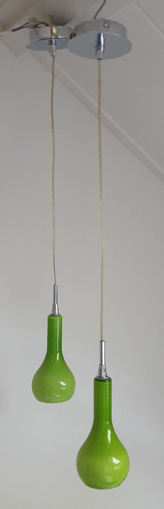Image 1 of Nordlux - Diseño danés - 2 lámparas colgantes de cristal opalino