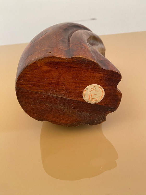 Image 1 of De Stijl Firenze Portabottiglie Legno Metallo Ottone Scultura Uccello anni '70