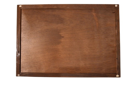 Holztablett mit Gien-Steingutfliesen, Renaissance-Stil, hergestellt in Frankreich, 49 cm – tafelaccessoires (photo 2 of 7)