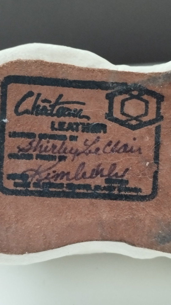 Image 1 of Mid-Century Artisan Leather Shih Tzu – "Chateau Leather" (Canada)