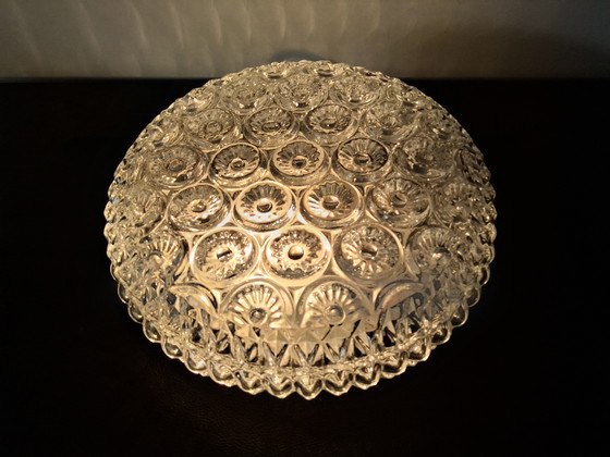 Image 1 of Plafonnier massif en verre « S » Flower des années 1970