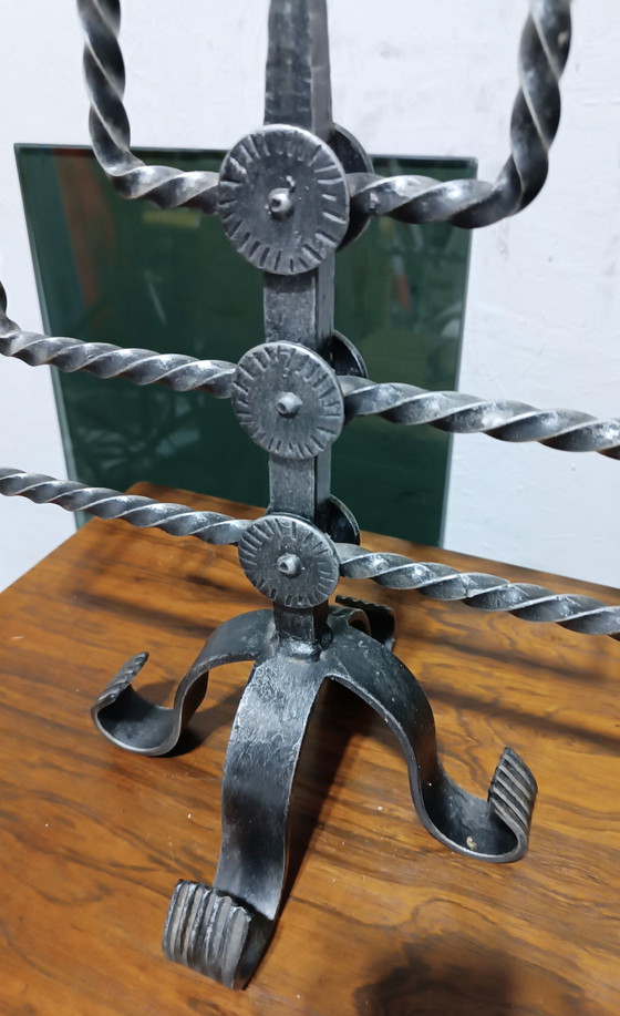 Image 1 of Vintage brutalist wrought iron candle holder 