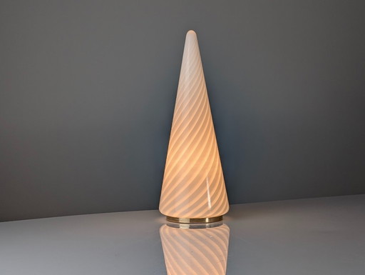Venini Murano Glass Spiral Cone Table Lamp, Mid-Century
