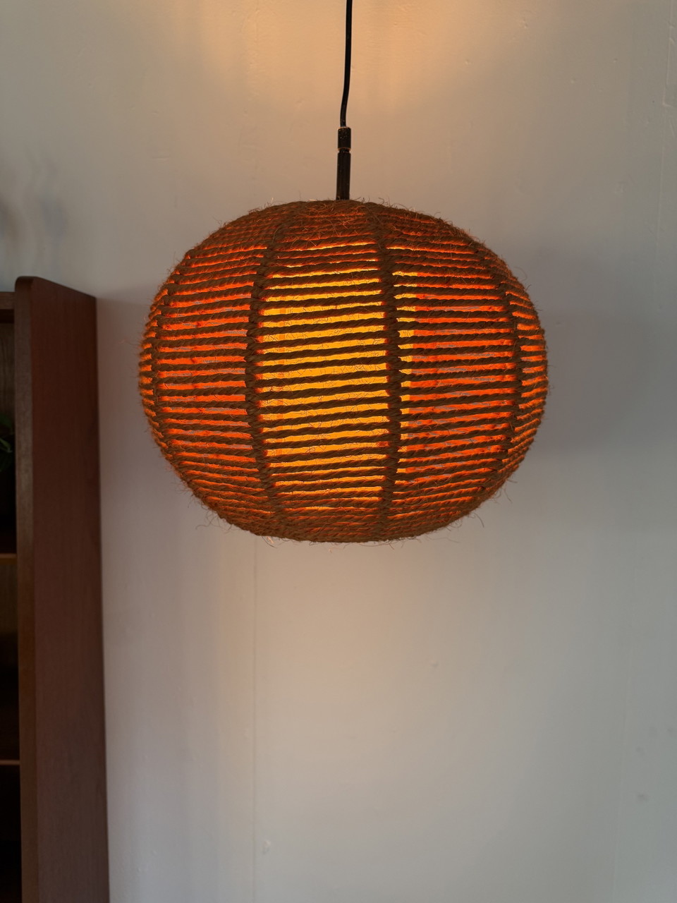 Vintage sisal pendant lamp '70
