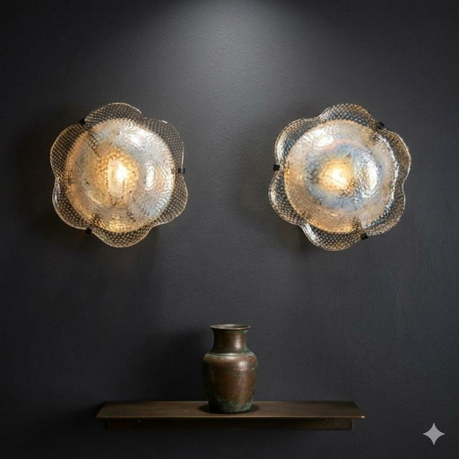 Splendida grande lampada da soffitto o da parete in vetro di Murano, Italia