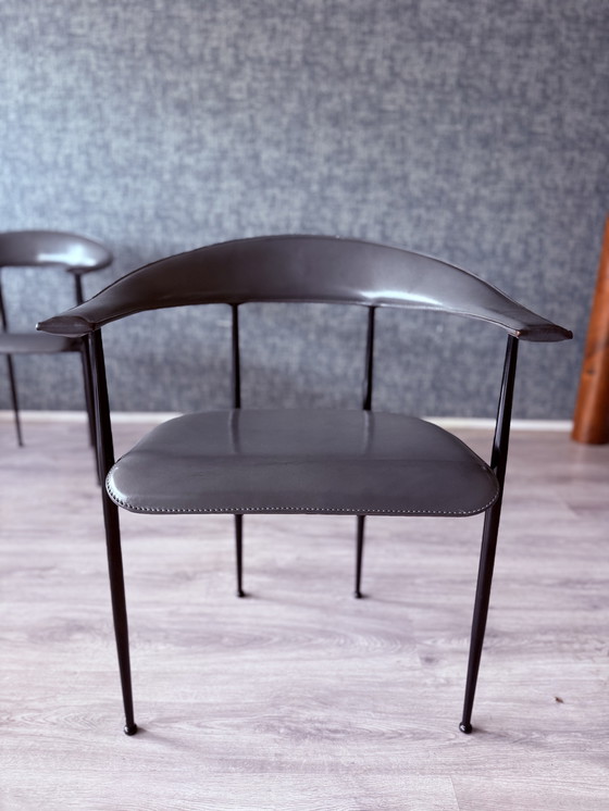 Image 1 of 4x poltrone vintage in pelle Fasem p40, Vegni & Gualtierotti, anni '90