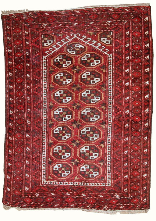 Alfombra afgana Adraskand antigua hecha a mano para oración, 82 cm x 115 cm (2,7' x 3,7'), 1920 - 1C346