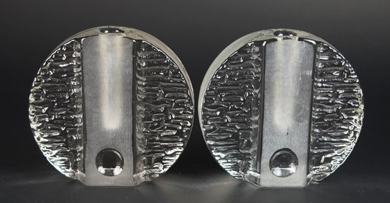 Image 1 of set of 3 round solifleur BLOCK VASES walther glas 60s 70s op art arrangement vases