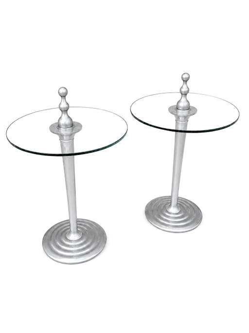 2 tavolini laterali Leolux Zygo – bijzettafels, Glass, Metal
