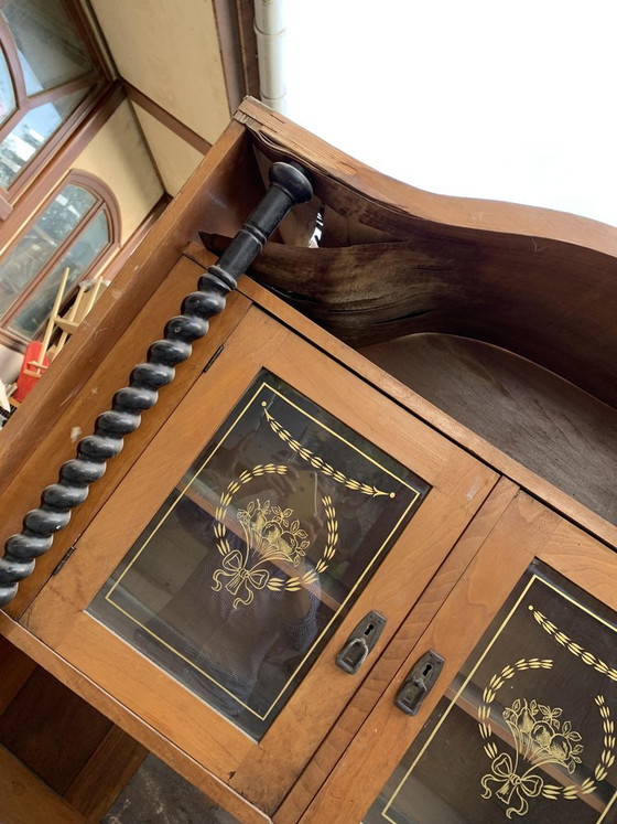 Art Nouveau 2-Piece Kitchen Cupboard – Storage cabinet, Wood, Glass (photo 6 of 9)