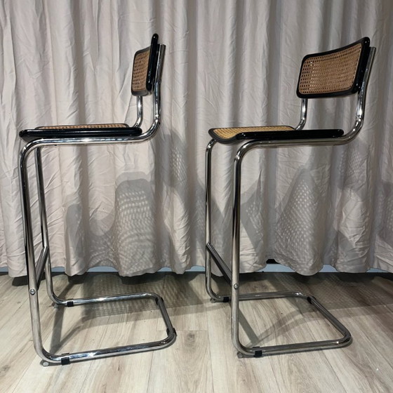 Image 1 of Coppia di sgabelli da bar in stile S32, ispirati a Marcel Breuer, anni '70