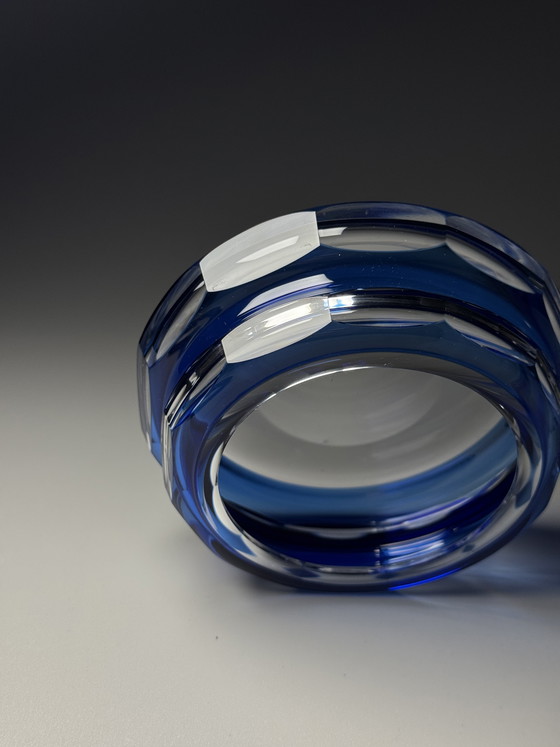 Image 1 of Bombonera de cristal “Eliane” de Val Saint Lambert, Art Déco, años 30, cristal superpuesto en azul, Charles Graffart