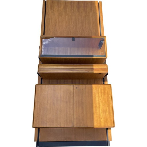 Libreria vintage a tre pannelli da parete di Silvio Cavatorta, anni '60