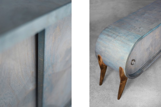 Image 1 of Vintage Mid Century Italiaans Modern Turquoise Streamline Dressoir in Berk, 1960