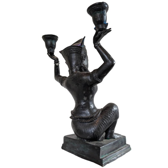 Bronzen Yakshi Tempeldanseres Kandelaar – Kandelaars en kaarsen (photo 4 of 10)