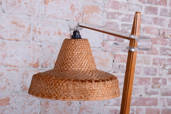 Restaurierte Mid-Century Stehlampe von Krásná Jizba, Buche, Rattan, Tschechisch, 1950er Jahre – Stehleuchten (photo 14 of 15)