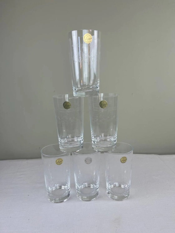 6 gravierte Gläser – Gläser & Karaffe, Crystal, Glass, Bohemian (photo 8 of 8)