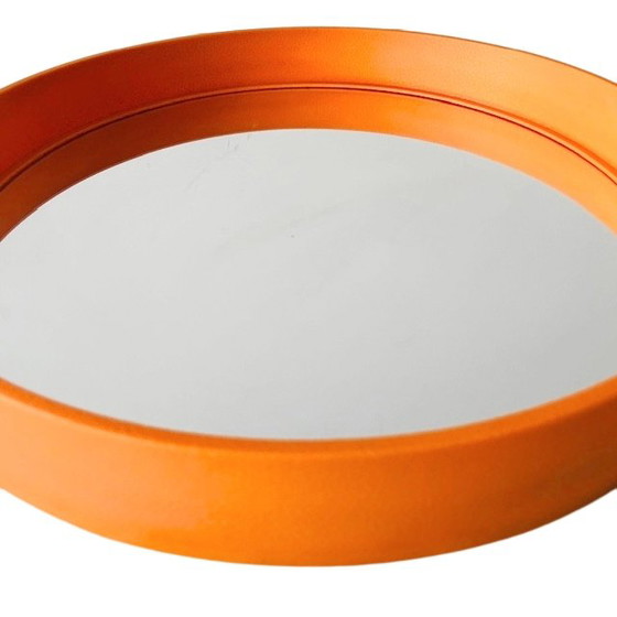 Image 1 of Mid-century Duitse space age spiegel oranje kunststof Lange Germany 1960's