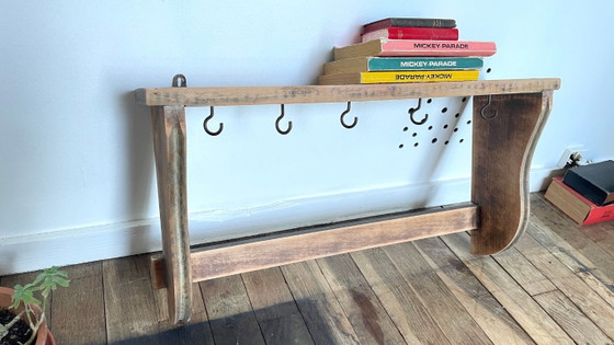 Mensola vintage con 5 ganci, in legno grezzo – Scaffali a muro, Metal (photo 3 of 33)