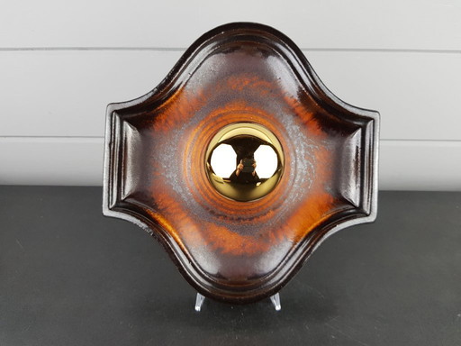 Set of 2 Pan Keramik wall lamps sconces brown