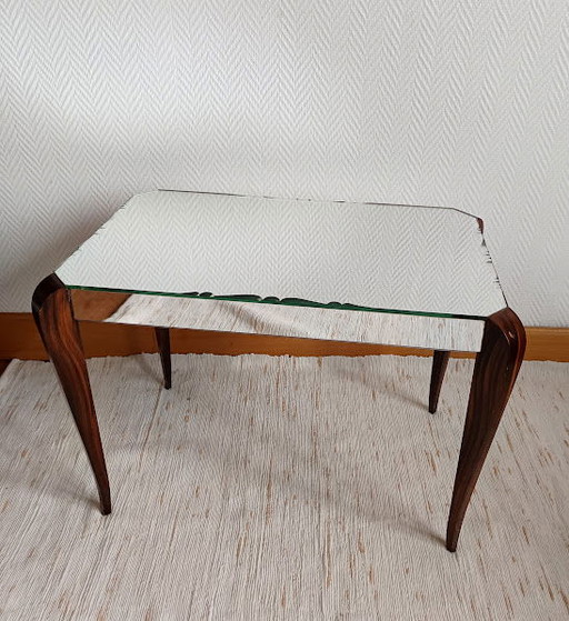 Vintage Art Deco Couchtisch aus Glas und Palisanderholz von Marly Frères, 1950