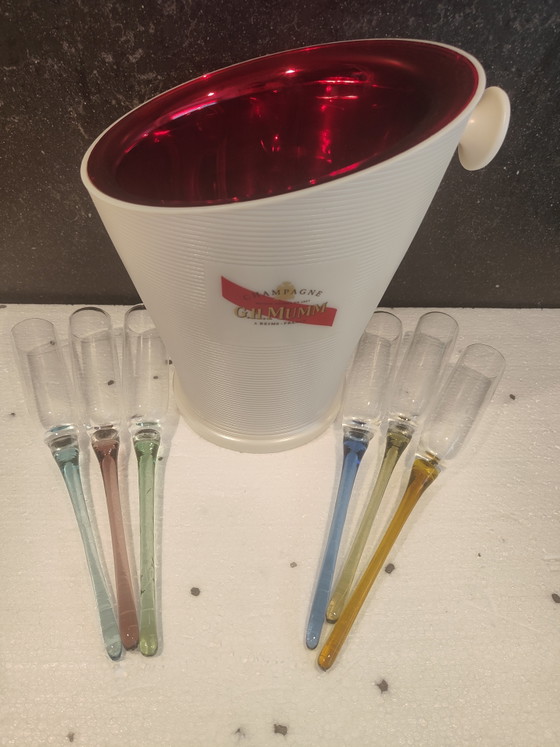Image 1 of Refroidisseur à champagne français GH Mumm, seau à glace GH Mumm, refroidisseur de bouteille Mumm