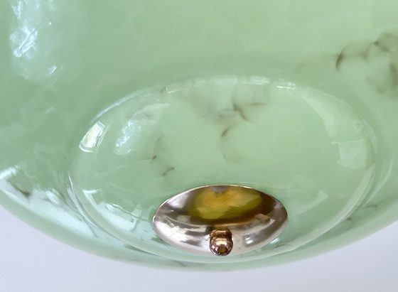 Image 1 of Art Deco Green Glass Pendant Lamp