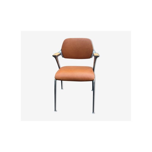 Fauteuil vintage en cuir marron 1980