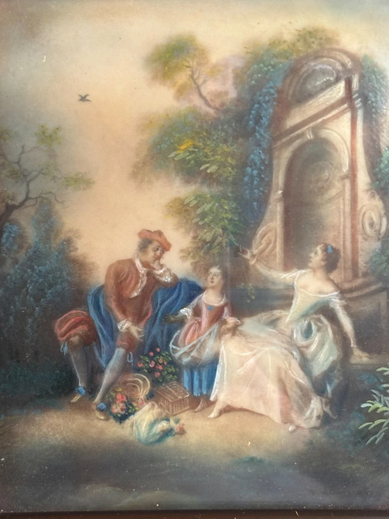 Pair of 20th Century Classical Oil Miniatures on Cardboard, Paintings & Drawings (photo 4 of 10)