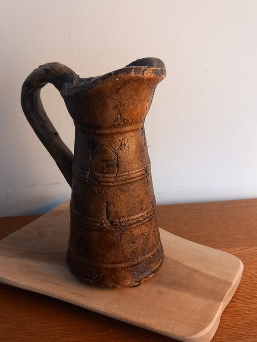 Rare Brutalist Stoneware Pitcher Vase - 1960s/70s Design - Original Condition