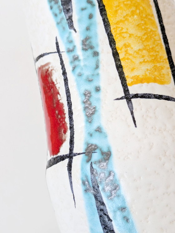 Image 1 of Sculptural Midcentury West German Pottery Vase by Scheurich, Geometric Design, Model 529/18, 1960s