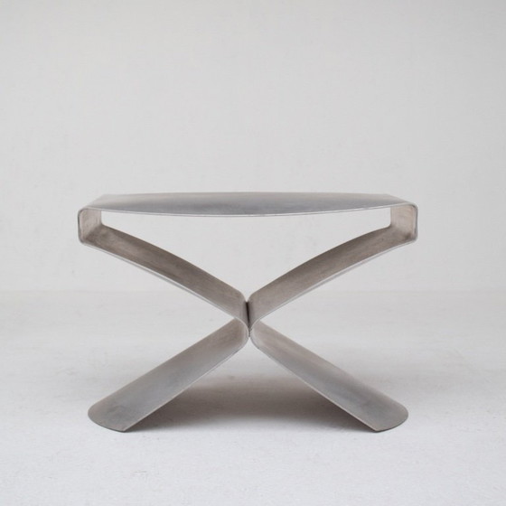 Image 1 of Metalen stoel en bijzettafelset van Xavier Lust