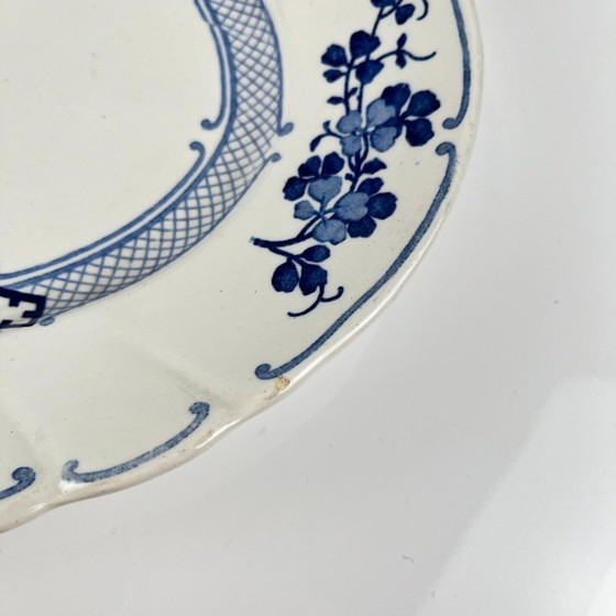 Image 1 of Grand Plat ovale Terre de Fer KG Lunéville, modele "Jane", bleu, 1890-1915