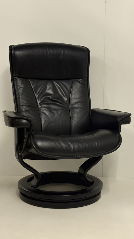 Skandinavisches Design Stressless Ekornes Lounge Sessel Schwarz Leder