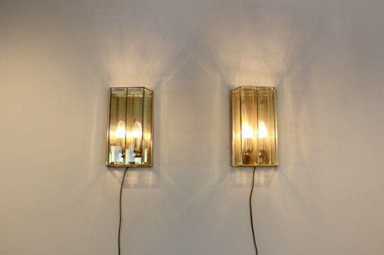 Pair of French Brass & Facet Glass Sconces, Wall lights (photo 2 of 9)