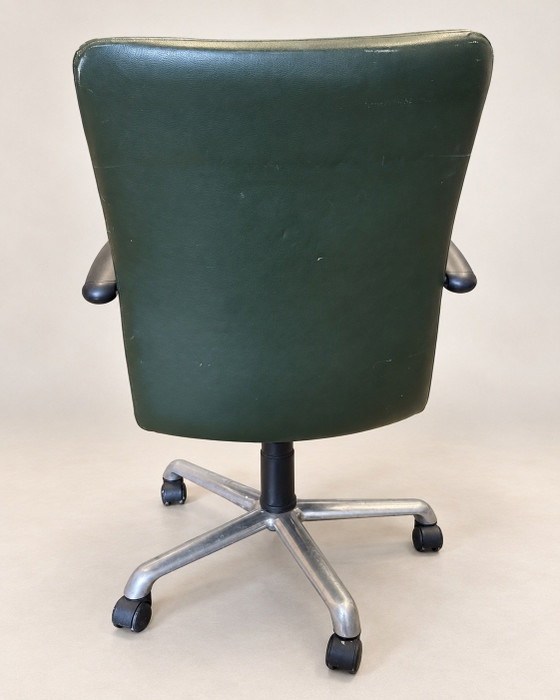 Lot de 3 Chaises de bureau Drisag, vert foncé, design belge vintage, Plastique, Aluminium, Noir (photo 6 sur 6)
