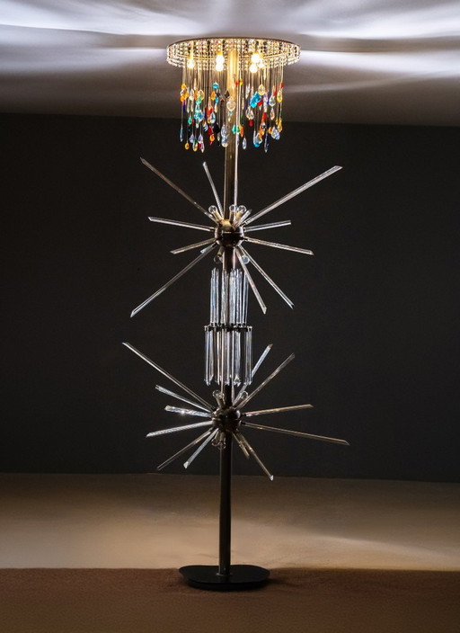 Lampada da terra di René Roubíček, Nový Bor, vetro e metallo, anni '60