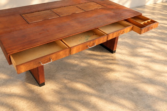 Vintage XL Desk | Clausen & Maerus | Eden | 1960s, Wood, Chrome, Brown (photo 9 of 14)