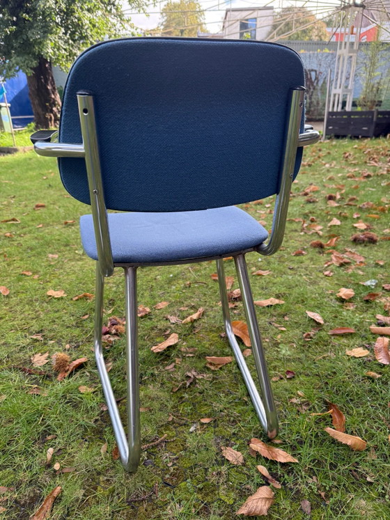 7x Ahrend De Cirkel tubular frame chairs, Dining chairs, Chrome, Blue (photo 8 of 9)