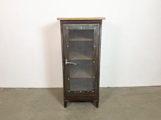 Image 1 of Industrial Iron Cabinet with Mesh Door, 1960s
