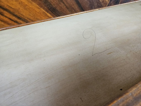 Image 1 of 1950s chest of drawers with glass top, maple workmanship and brass knobs