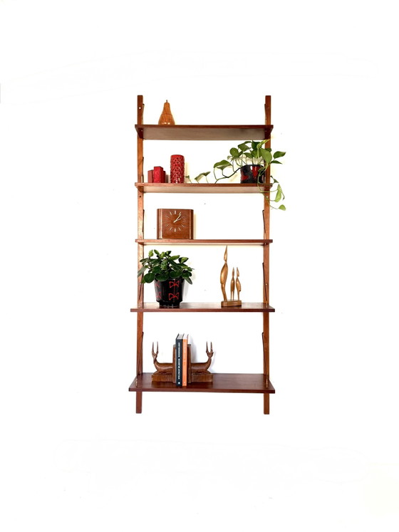 Vintage Deens Teakhouten Wandsysteem ‘60 – Wandkast, Wood, Brass (photo 3 of 13)