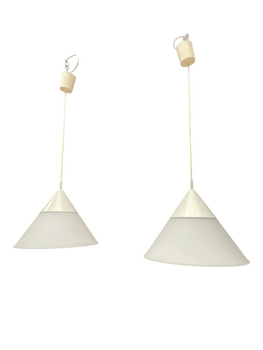 2 Glashutte Limburg Deckenlampen, 80er Jahre