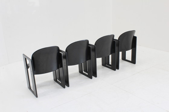 Image 1 of Chaises de salle à manger Dialogo en cuir noir par Afra et Tobia Scarpa pour B&B Italia