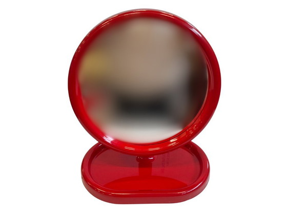 Image 1 of Specchio da Tavolo Vintage Gedy Design - Modello "Sylvie" - Rosso Space Age '70