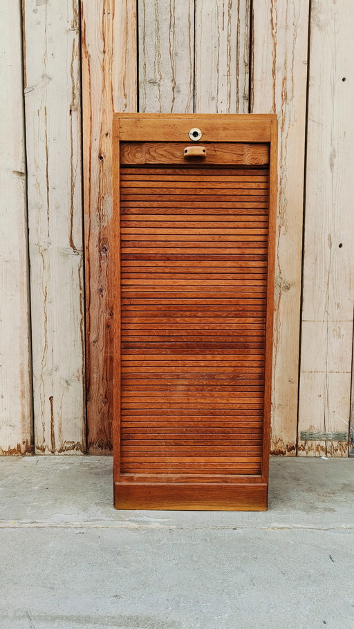 Vintage Industriële Oude Antieke Eikenhout Archiefkast Rolluikkasten