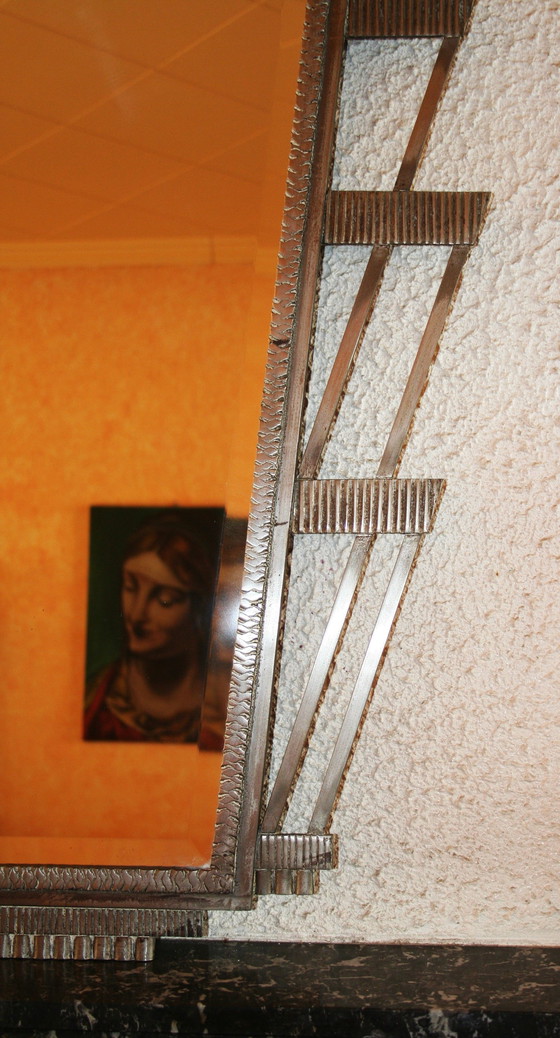 Image 1 of Metal Art Deco mirror (forged/ trapezoidal shape)